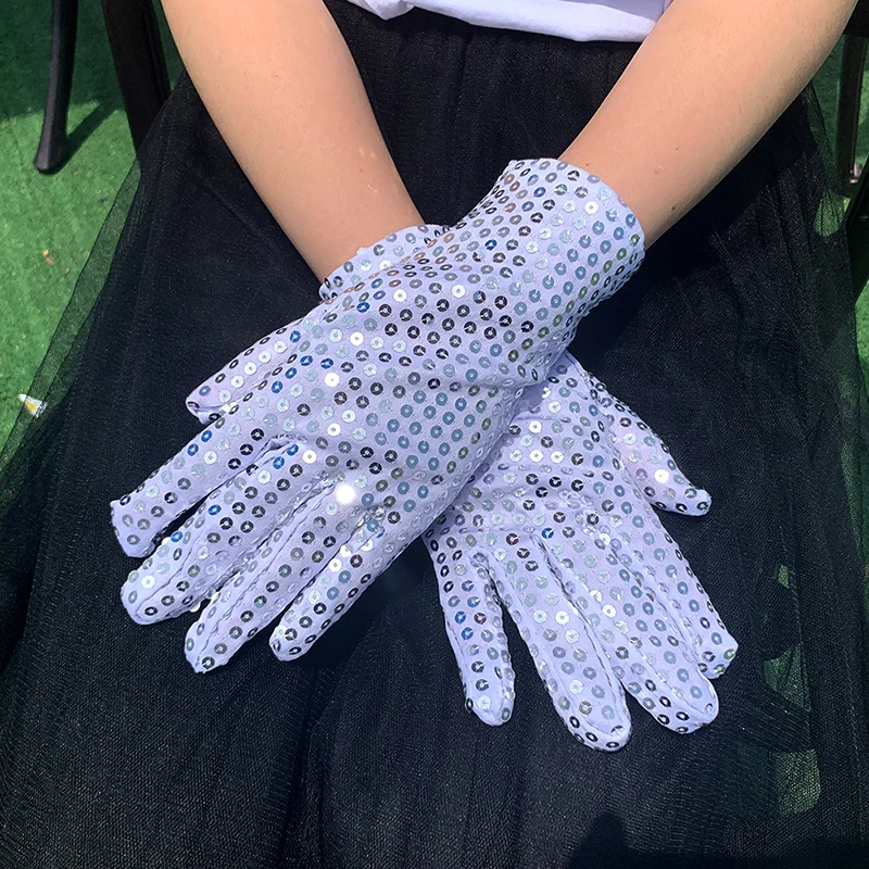 8 Colors Fashion Boys Girls Men Women Bling Bling Performance Gloves Sequin Dance Gloves Stage Effect Shining Mittens