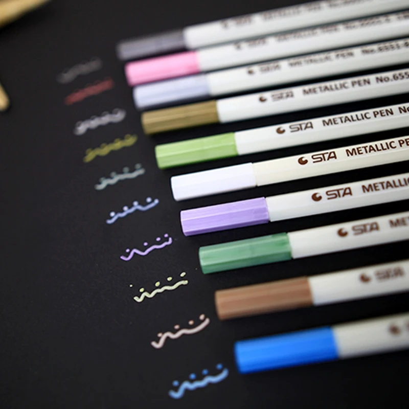 

2019 New 10 pcs/set Metallic Pens Colorful Paint Metal Marking Ink Marker Decoration