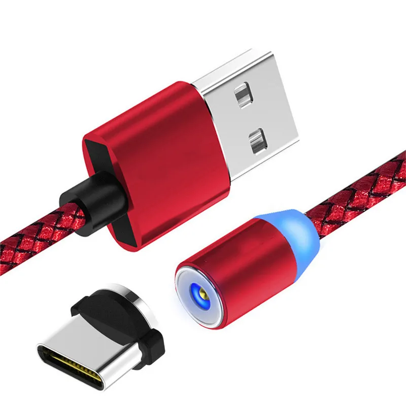 

360 Degree Magnetic LED Micro USB Braided Data Charging Cable For Samsung S8 Note 8 S9 for Xiaomi Type C