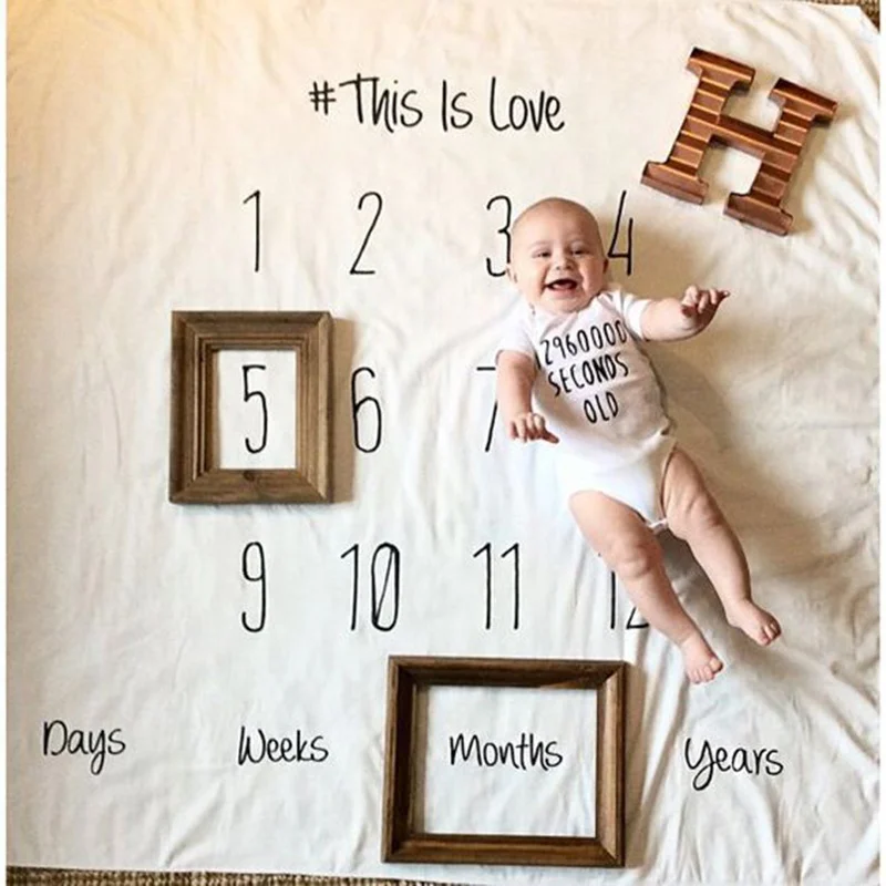 First Year Blanket Monthly Growth Throw Newborn Monthly Photo Prop Photography Personalized