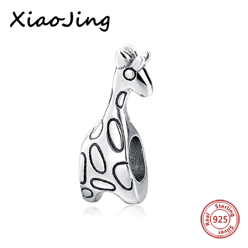 

100% 925 Sterling Silver charms diy cute animal giraffe Beads Fit authentic European Bracelets Pendant Jewelry making women Gift