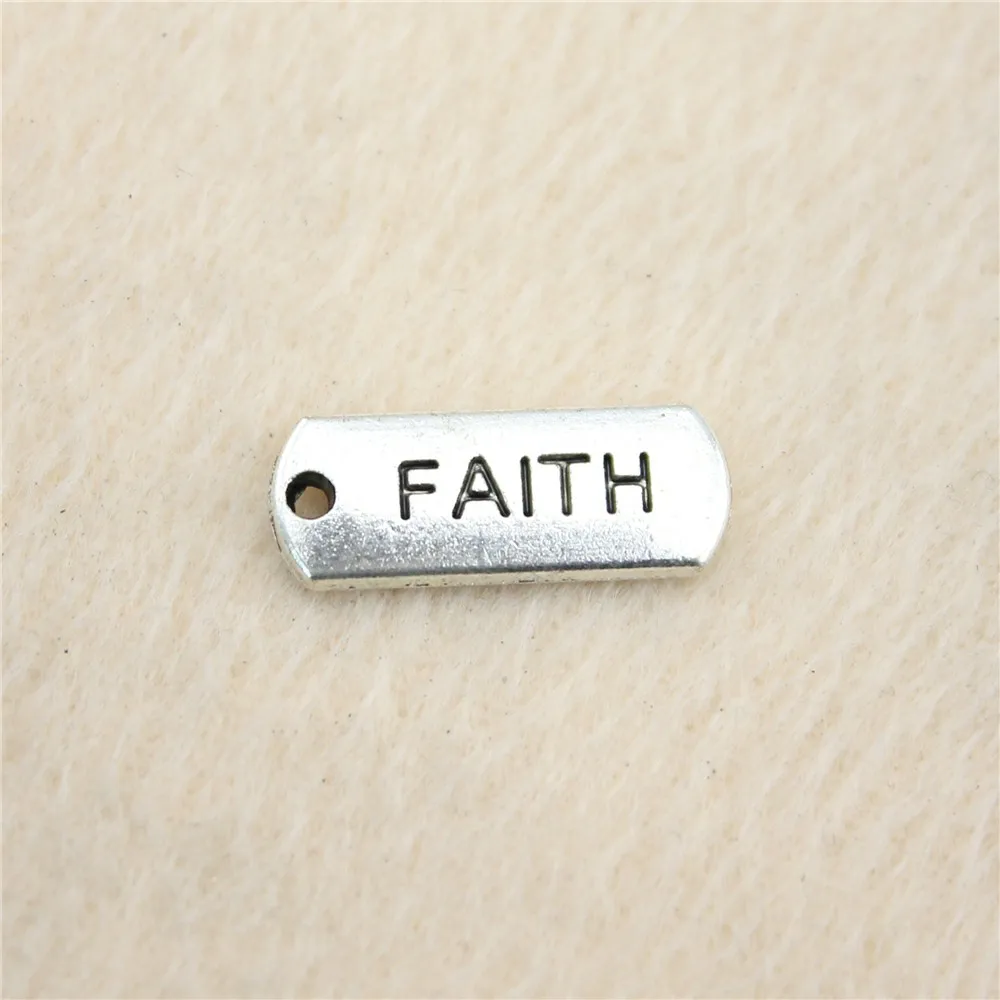 

44pcs/lot 21*8mm ancient silver Faith Tag charm Pendants DIY jewelry for bracelet necklace earring