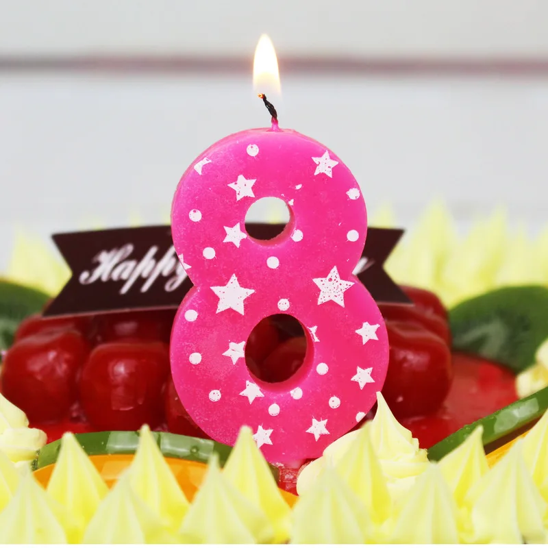 8 Happy Birthday Candle Large Glitter Number Cake Topper 5/" Party Decoration