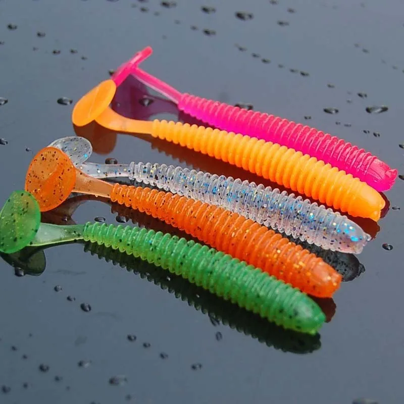 

7cm silicone artificial bait lure set 10pcs Thread Body Paddle Tail soft fake baits for river fishing swimbait fishing lure set
