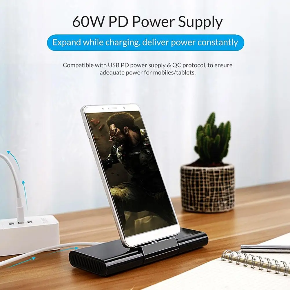 

Type C to HDMI RJ45 USB3.0 PD 4K HDMI Converter Dock Phone Holder for Samsung