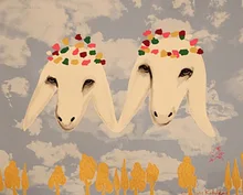 High Skill Hand-painted Top Artist Animal Sheep Heads Oil Painting Decorative Painting Porch Wall Art Oil Painting on Canvas yhhp hand painted animal canvas oil painting hair donkey