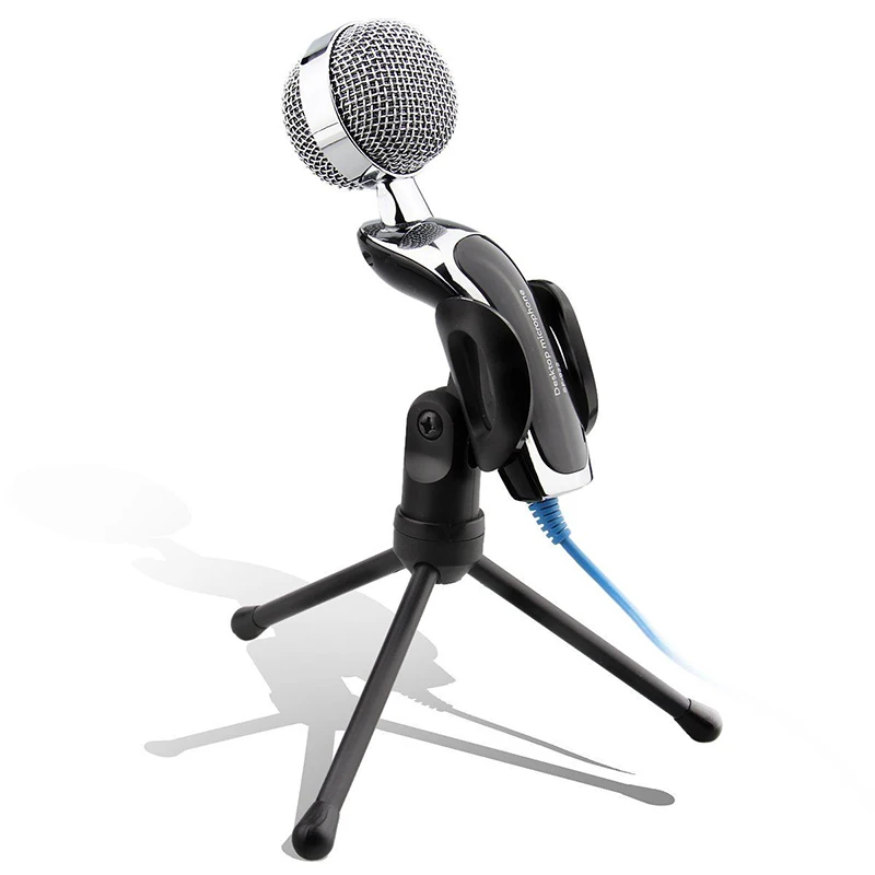 New 3.5mm Studio Speeker Mic Microphone Stand Mount for Skype Desktop