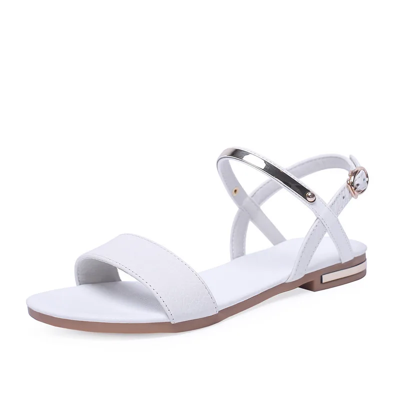 MORAZORA/ г., босоножки женская летняя обувь удобная обувь на плоской подошке Женская пляжная обувь однотонная женская повседневная обувь - Цвет: Белый