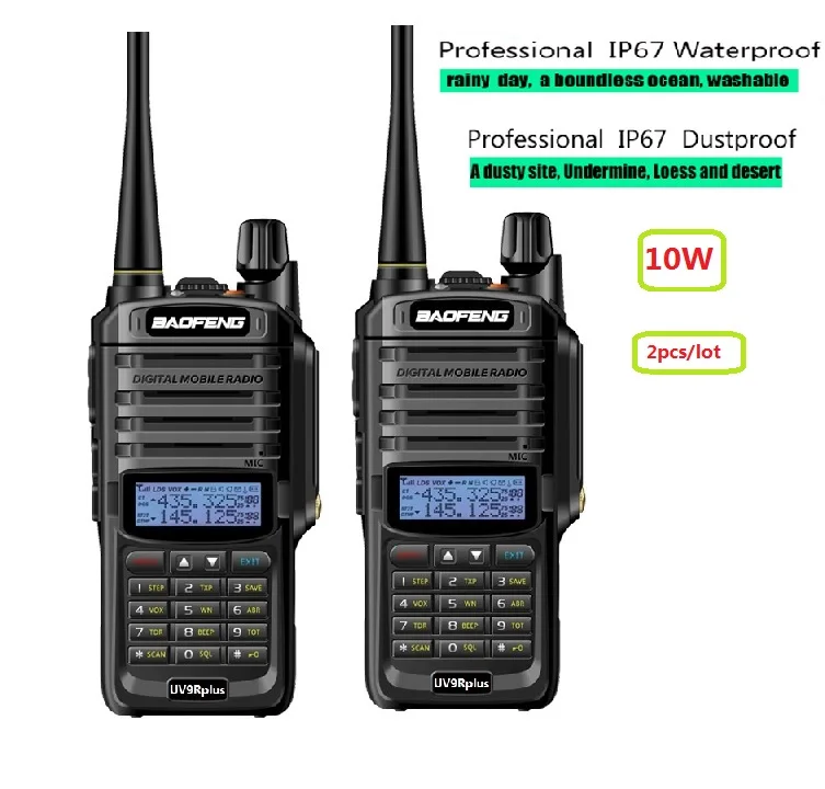 

2pcs UV-9R plus High power 10W upgrade version baofeng real 10W two way radio VHF UHF portable radio walkie talkie uv 9R plus