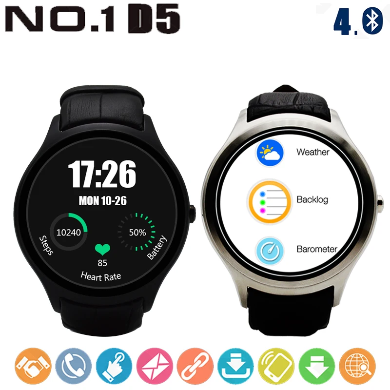

NO.1 D5 Android 4.4 Smart Watch MTK6580 Bluetooth 4.0 Heart Rate Monitor 512MB + 4GB GPS WiFi Wearable Devices FoR Men and Women