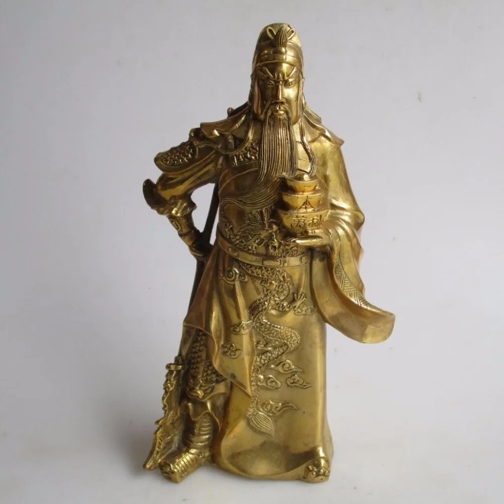 

High11 inch/28CM Home Decor Feng Shui Chinese brass Guan Gong Statue/ Decoration Crafts Chinese warrior Sculptures