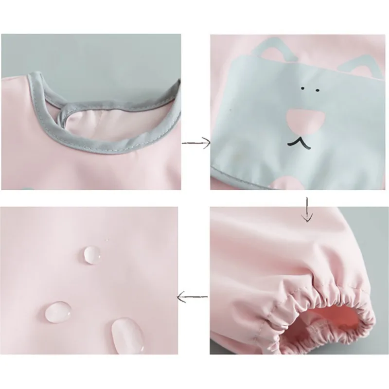 Baby Waterproof Bibs Full Sleeve Children Apron Long Sleeve Feeding Smock Bibs Kids Eating Breastplate Kid Baby Cloth Stuff