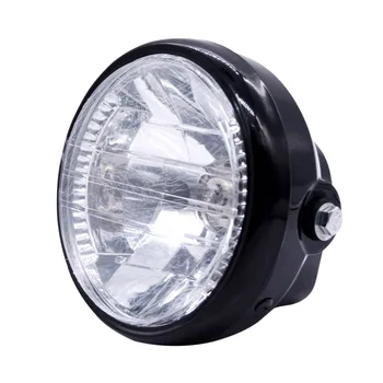 

7" HL Motorcycle Light Head Lamp Amber 26 LEDS 35W H4 Round Headlights for Vintage Bobber Chopper Cafe Racer