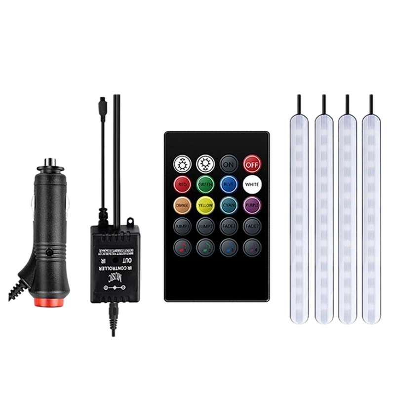 

Car Atmosphere Light Foot Light Cigarette Lighter Remote Control Interior Decorative Ambient Led Lamp Strip Accessories