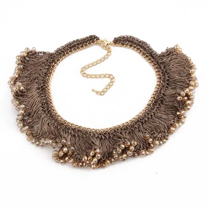 

beadsland handmade bohemia ethnic glass statement necklace for trendy personality women jewelry gift