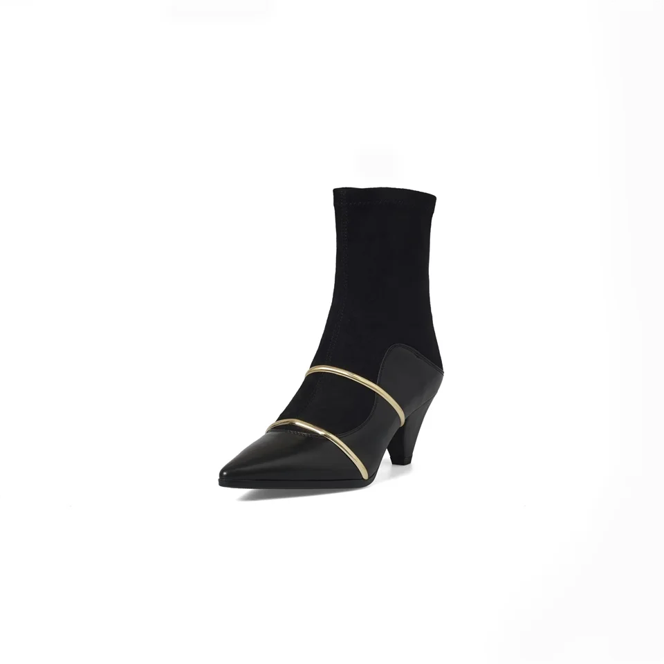 

Maguidern Sexy Ankle Women Boots Pointed Toe Elastic High Boots Slip On High Heel Sock Boots Women Pumps Stiletto
