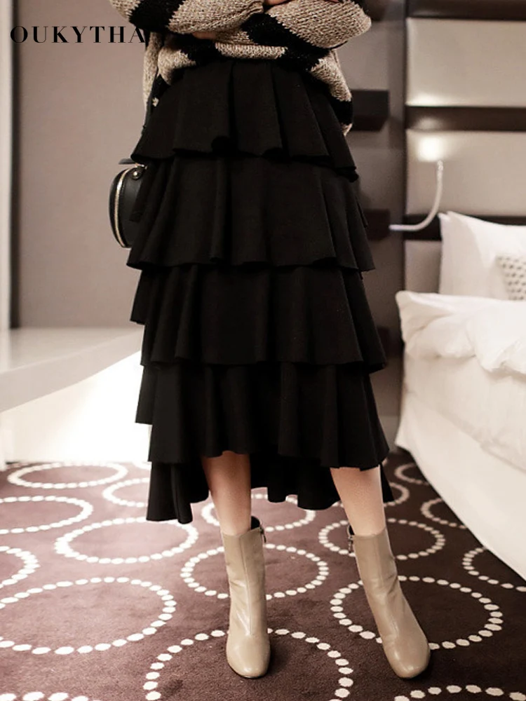 

Elasticity Summer Skirt Women 2019 New Sweet Floral Bowknot Mid-Calf Woman Skirts Femme Office Black Skirt Spring GMZ19129