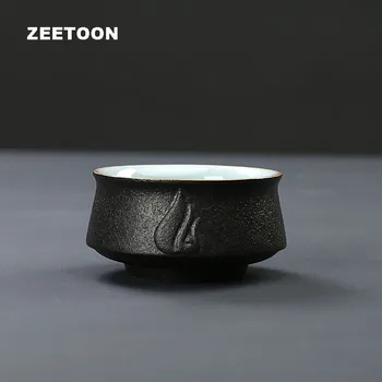 

50ml Black Zen Japanese Style Vintage Glaze Coarse Pottery Teacup Kung Fu Tea Set Ceramic Green Tea Cup Master Cup Puer Tea Bowl