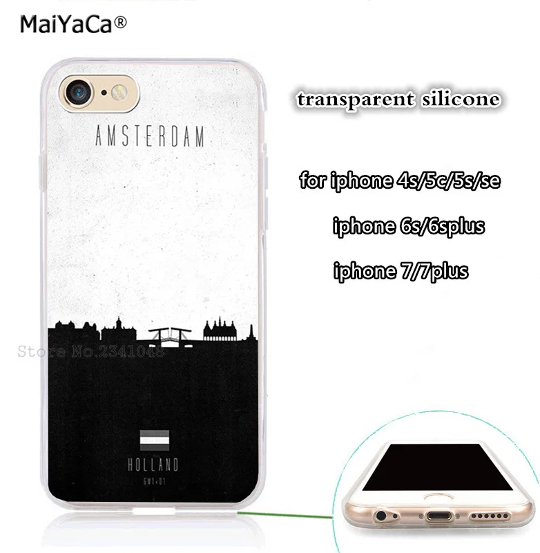 Amsterdam city soft clear transparent silicone phone case for iphone 5s se 6 6s 6Splus 7 7plus 8 8plus X XR XS MAX cover | Мобильные