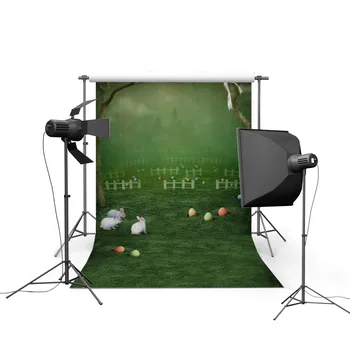 

Magic garden Easter photo backdrops fotografia white rabbit photographic background for festival photo studio accessories GE-094