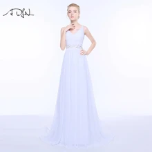 ADLN дешевые пляжные свадебные платья v-образным вырезом без рукавов бисером шифоновое свадебное платье с открытой спиной белый/слоновой кости Vestidos de Novia