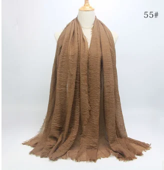 Новое поступление Классический премиум вискоза Макси морщинка облако хиджаб шарф платок Мягкий ислам мусульманские шарфы летний солнцезащитный шарф для девочек - Цвет: brown