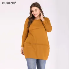 Лоскутная Женская Футболка 2xl 3xl большой размер женские топы с круглым вырезом с длинным рукавом размера плюс Топы Повседневная Женская одежда зимние топы
