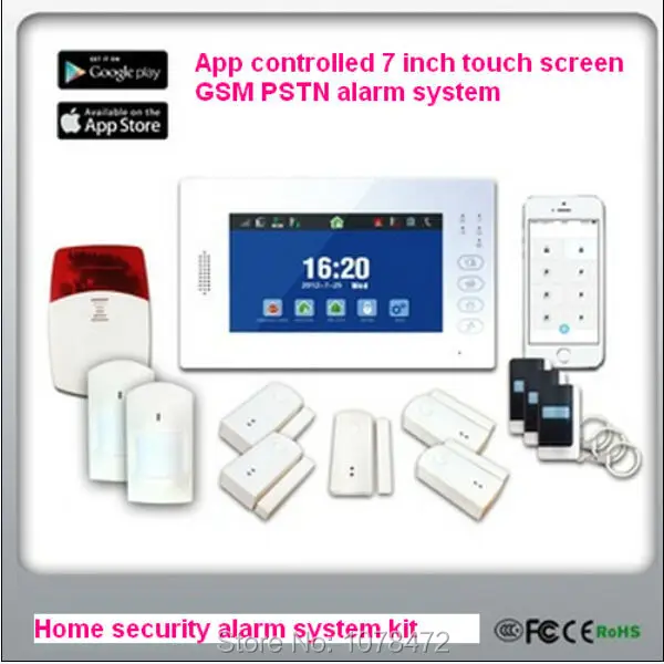 

APP controlled X6 FSK868MHZ smart home security GSM PSTN alarm system with 7 inch touch screen,detailed menu in multi-language