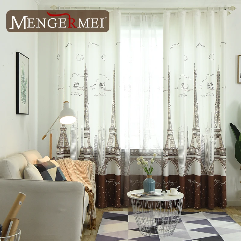 MENGERMEI Парижские занавески с изображением башни для гостиной спальни Kitcken