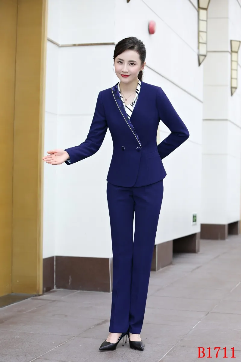 Модный женский фиолетовый Блейзер, женские деловые костюмы, деловой костюм для офиса, брюки и пиджак, комплект OL Styles