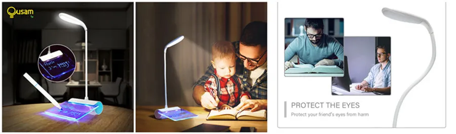 Новейший дизайн светодиодный настольная лампа с регулируемой яркостью Smart Touch USB Настольная лампа с ручкой контейнер вентилятор для чтения книг светильник DC/перезаряжаемый