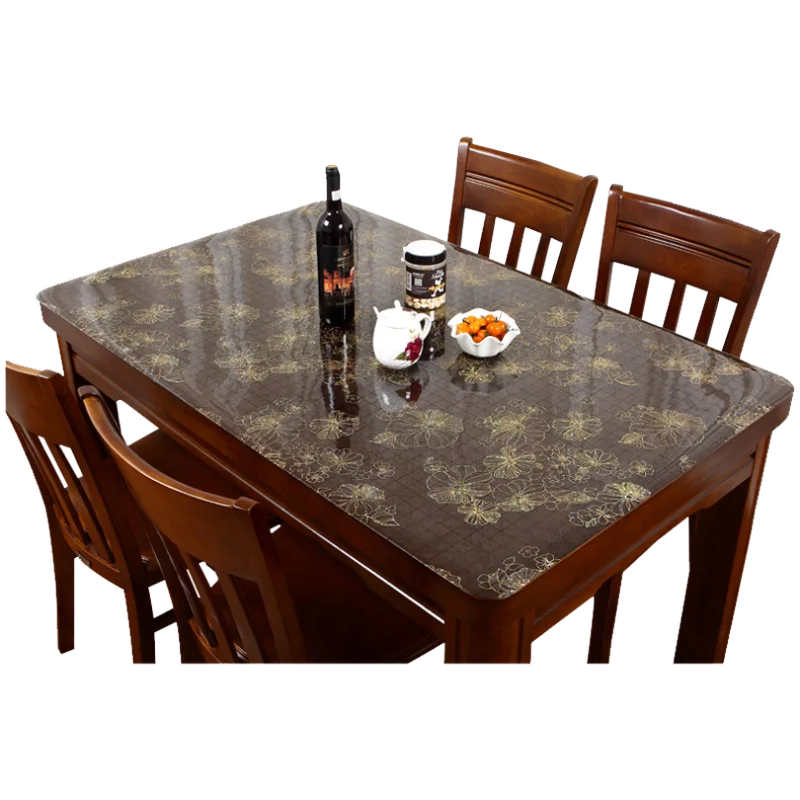 Golden Flower Table Cloth Rectangular Pvc Tablecloths Waterproof Square Plastic Table Cloths Table