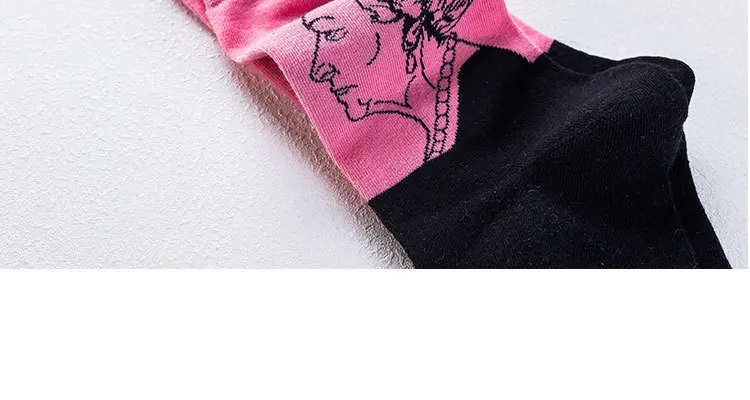 Смешные мужские носки ретро искусство абстрактная живопись европейских американских знаменитостей голова портрет Линкольн носки хлопок средней пятки носки meias