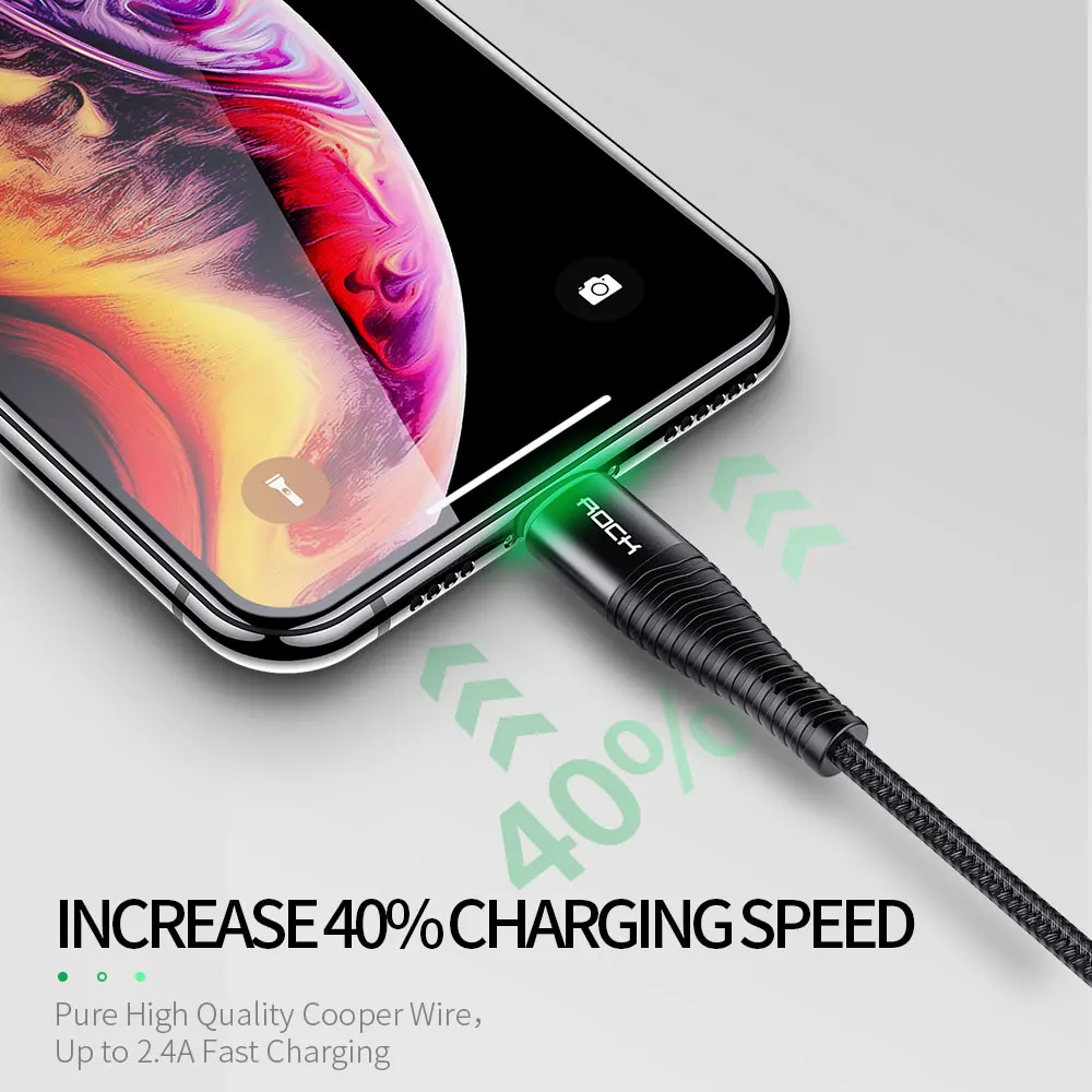 روك الصمام شحن سريع كابل الشاحن ل فون باد كابل يو اس بي ل فون XS X 8 الإضاءة كابل الشاحن المحمول الهاتف كابل بيانات