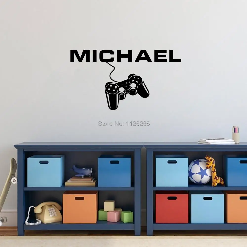 

Personalised Any Boys Name with Gamer Controller Creative Vinyl Sticker Home Decor Art Decal