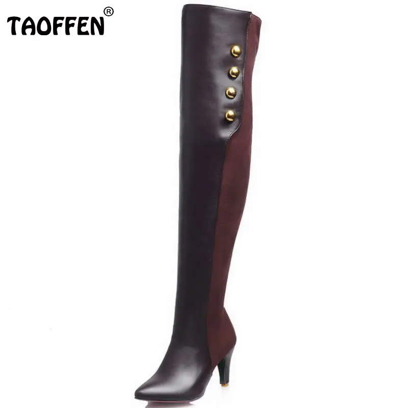 Goedkoop Vrouwen Hoge Hak Over de Knie Boot Rits Winter Warm Pluche Knight Lange Laars Fashion Botas Feminina Schoeisel Schoenen Maat 34 39