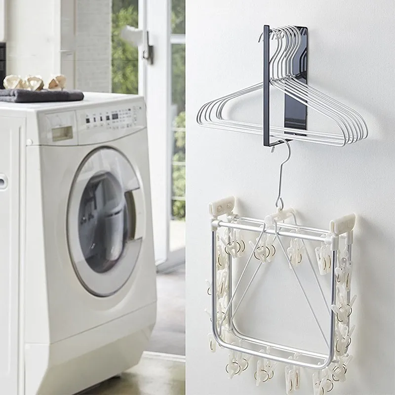 

Houmaid Creative Storage Racks For Hangers Clips On Wall Hanger White Black Storage Holders Balcony Washing Machine