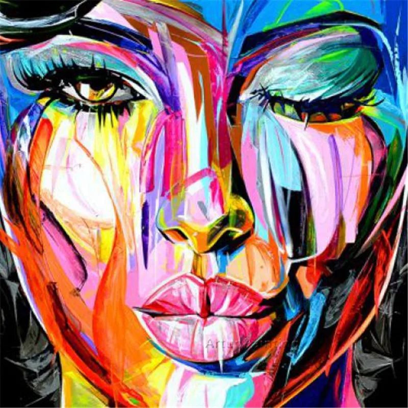 

Francoise Nielly Abstract oil painting wall art picture portrait Palette knife canvas acrylic texture colourful decoration salon