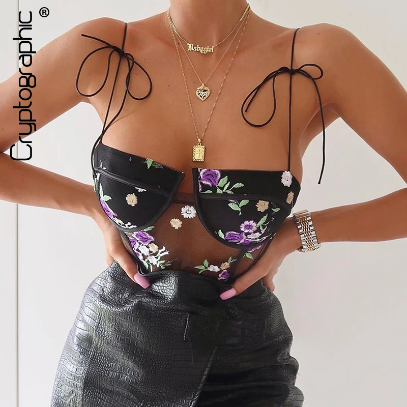 Cryptographic Floral Embroidery Mesh Bodysuit Tie Up Straps Backless Sheer Teddies Women Zipper Jumpsuits Tops Sexy Bodysuits Cryptographic Floral Embroidery Mesh Bodysuit Tie Up Straps Backless Sheer Teddies Women Zipper Jumpsuits Tops Sexy Bodysuits