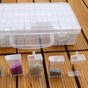 

Newly Plastic Transparent Storage Box 64 Grid Rhinestone Embroidery Stone Storage Accessory