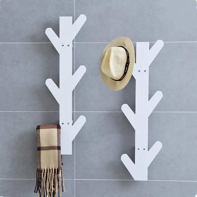 New Self sticking Tree wood wall clothes hanger hook Hats bags key