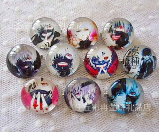 

20 pcs mixed Tokyo Ghouls crystal glass Brooch Hippo kids Badge cool children clothing backpack 25MM pin brooch B-14