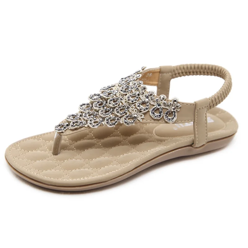 2019 Summer Women's Sandals Ethnic Flower Sequins T-Slippers Suitable for Indoor and Outdoor Large Size Sandals Platform Sandals 2019 Summer Women's Sandals Ethnic Flower Sequins T-Slippers Suitable for Indoor and Outdoor Large Size Sandals Platform Sandals