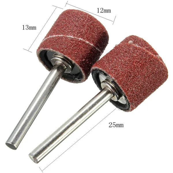 102pcs 12.7MM Abrasive Tools Sanding Bands Sleeves Ring 80# with 2 Mandrels Electric Grinding Polishing Nail Art Sandpaper