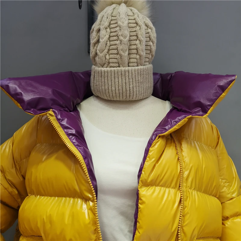 Женское пальто в стиле хип-хоп большого размера, зимняя теплая Глянцевая куртка для женщин размера плюс, верхняя одежда в стиле Харадзюку, пуховик с лакировкой, Женская парка