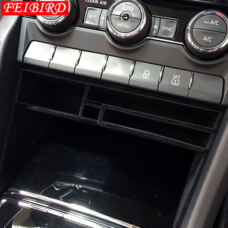 

Car Styling Central Console Storage Box Phone Card Wallet Organizer Holder Cover Kit Fit For Skoda Kodiaq 2017 - 2019