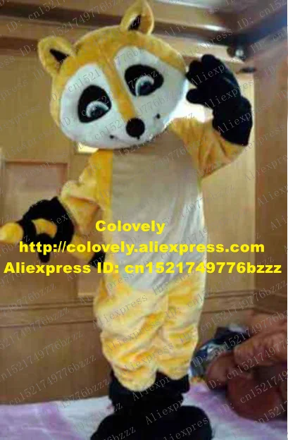 Fancy Yellow Raccoon Mascot Costume Mascotte Procyon Lotor Alkyl Bear Racoon With White Belly Long Tail Adult No.1108 Free Ship |