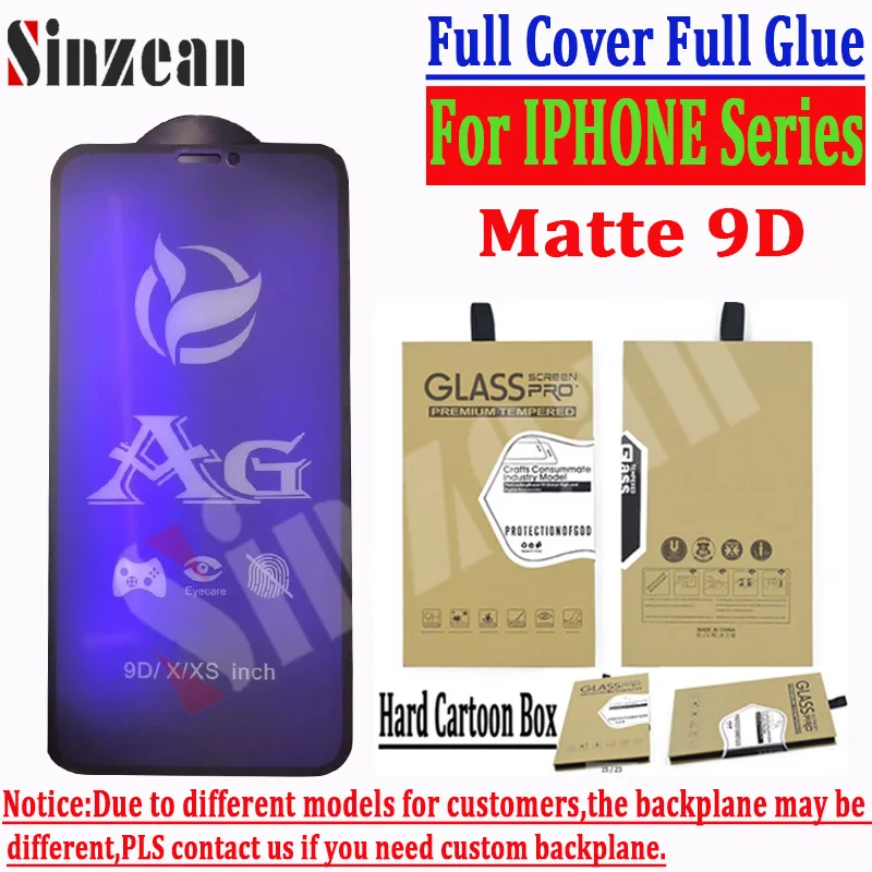 100 шт Sinzean для IPHONE 8 Plus/7/6s 9D AG полное покрытие матовое закаленное стекло для IPHONE XS MAX/XR анти-синяя Защитная пленка для экрана