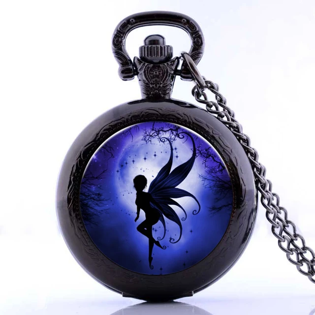 Antique Elf Angel Mens Womens Quartz Pocket Watch Analog Pendant Necklace Chain Antique Elf Angel Mens Womens Quartz Pocket Watch Analog Pendant Necklace Chain