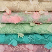 130X100 см с цветочной вышивкой из мягкой сетчатой ткани тюль ткань для юбка-пачка блузка одежда свадебное, вечернее платье из ткани